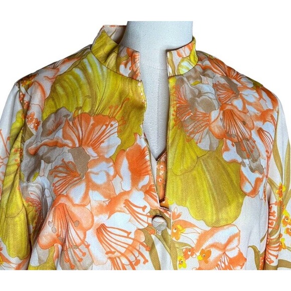Vintage 70s 2 Piece Maxi Dress and Jacket Womens Mod Floral Tropical Stretch 16 - Picture 4 of 16